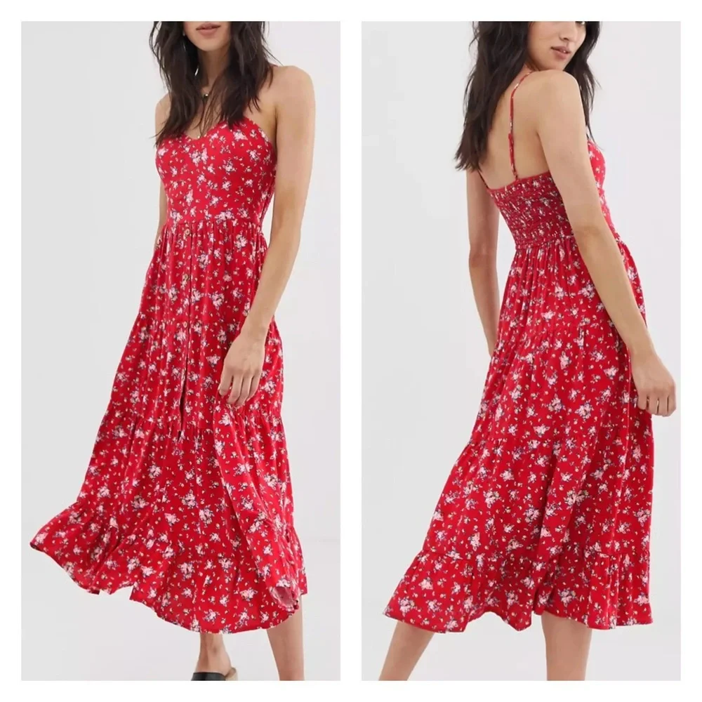 Band Of Gypsies Floral Tiered Midaxi Dress XS - Picture 12 of 12